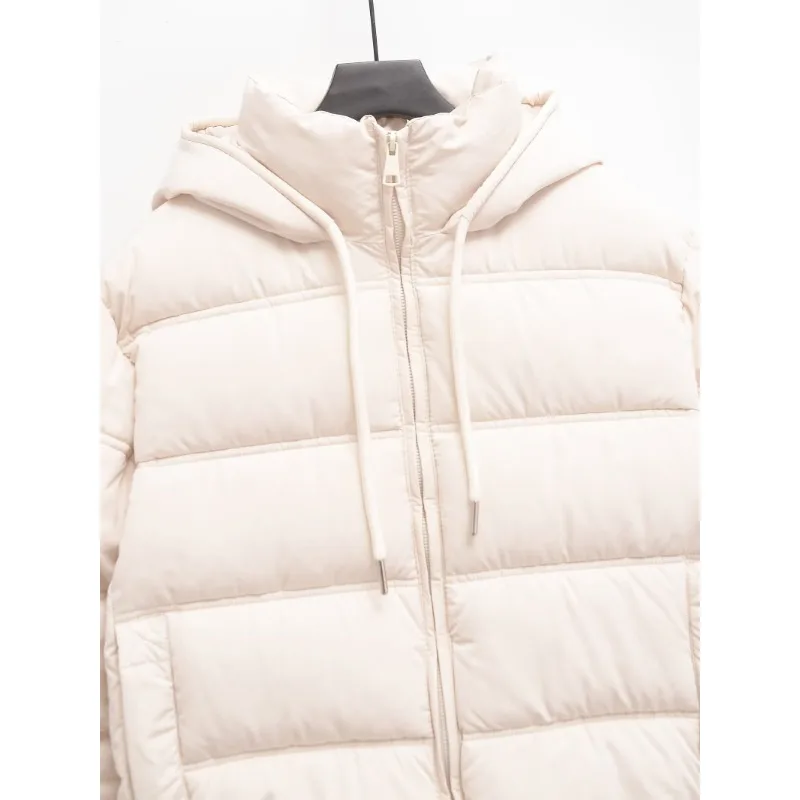 Traf zr casaco com capuz para mulheres casacos acolchoados sólido recortado parka de neve elegante casaco feminino de luxo quente casacos de inverno