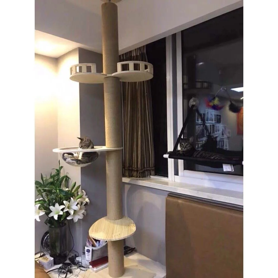 Cat Tree Scratching Post Floor To Ceiling Adjustable Cat Scratcher Protecting Furniture Natural Thicken Scratching Post Hummock