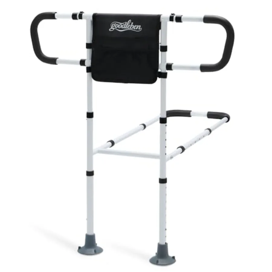 Bed Rails for Elderly Adults Safety Bed Assist Rails for Seniors with Non-Slip Ergonomic Handle Floor Support and Storage Pocke
