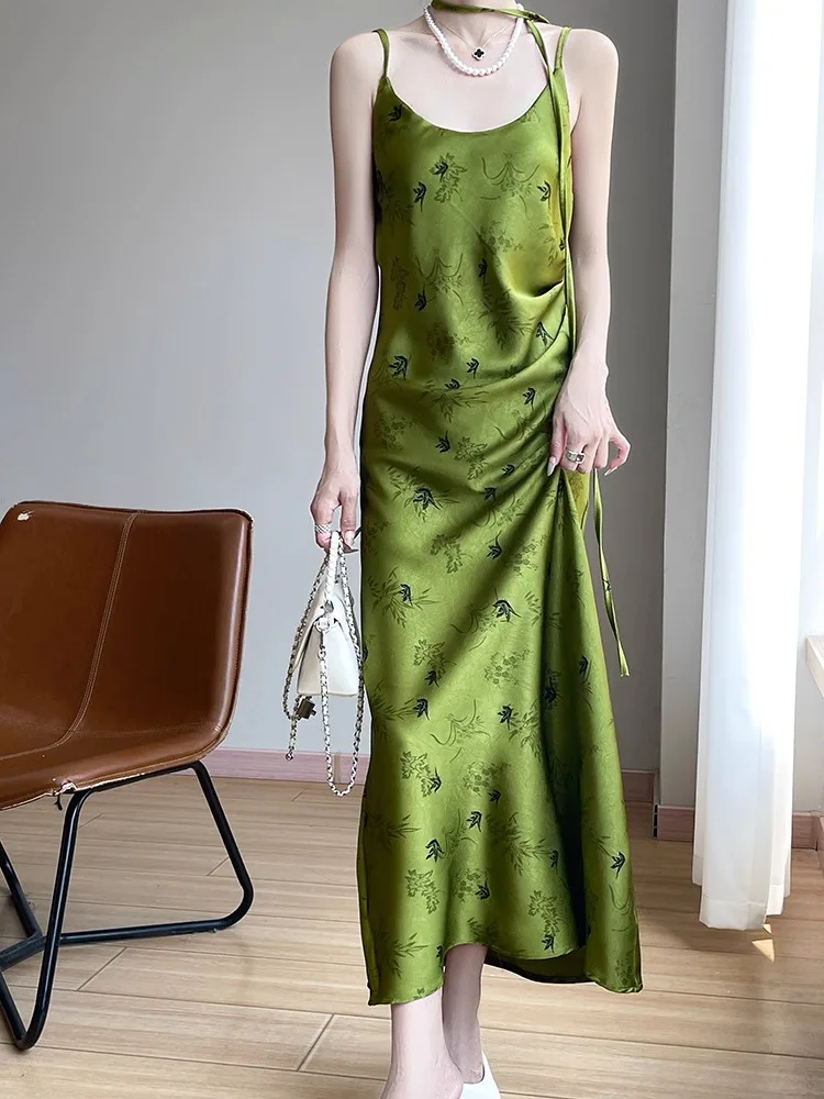 Ele Satijnen Print Design A-lijn Dr Luxe mat Hoge Taille Lange Rok Svel Dames Faion Pendelen Dr