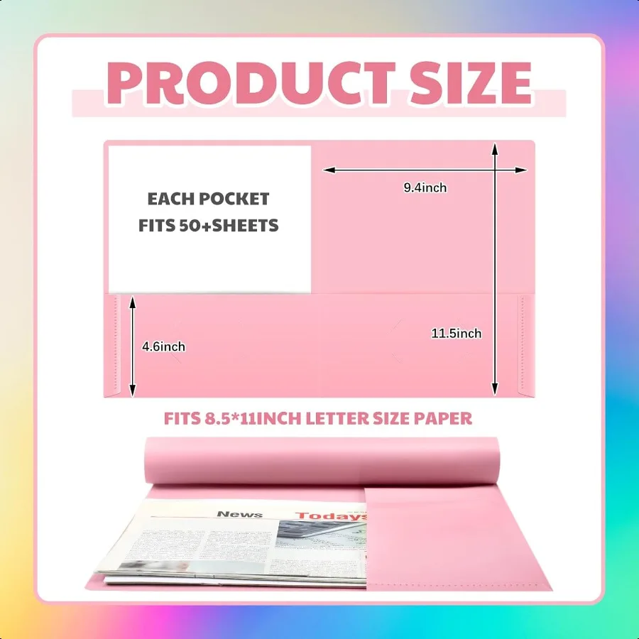 Confezione da 24 cartelle con tasche Cartelle Boho con 2 tasche Cartella portadocumenti resistente e durevole con slot per schede busin per schedario