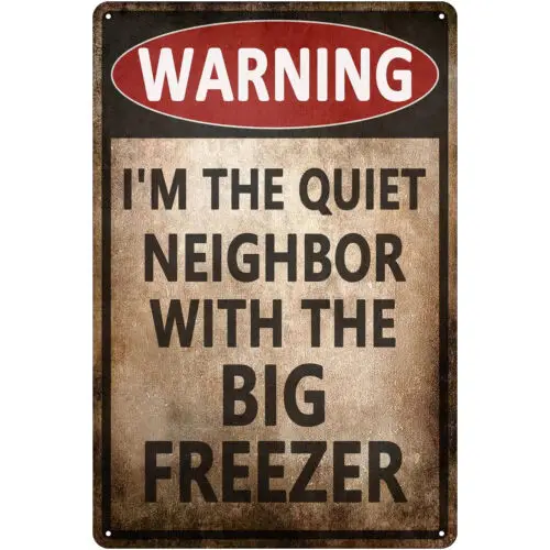 Funny Vintage Metal Tin Signs Warning I'm The Quiet Neighbor with The Big Freeze