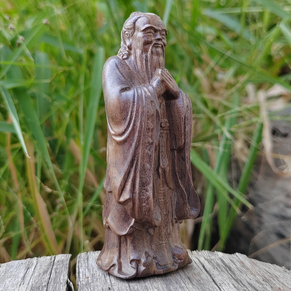 Handgeschnitzte Holzfiguren von Konfuzius, orientalische Ästhetik, kulturelle Motive, geeignet für Halloween-Dekorationen, Bürodekoration, Einweihungsgeschenke, Wohnraumdekoration, Schlafzimmer, Geburtstagsgeschenke, Weihnachtsgeschenke. – Detail 4
