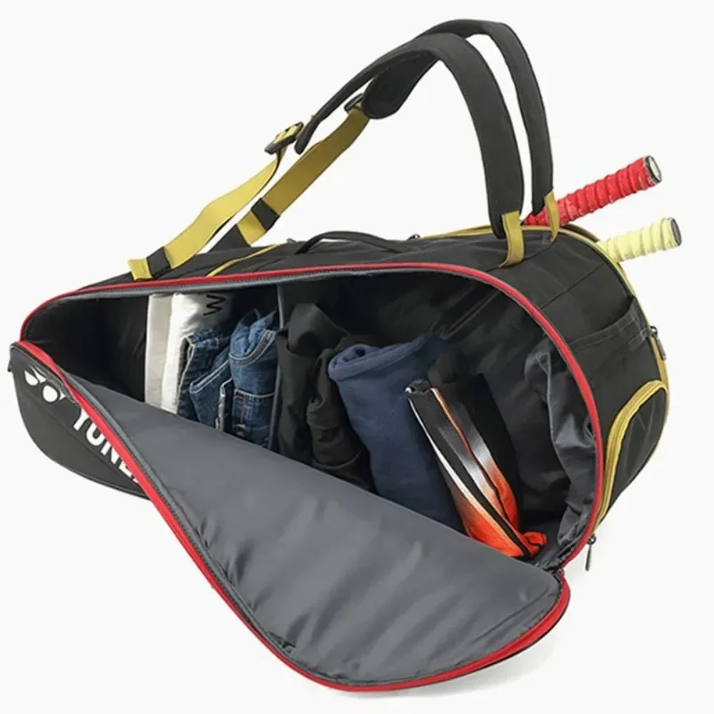 Yonex-véritable sac de raquette de badminton, sac à dos de tennis de sport en PU, portable, grande capacité, peut contenir 8 raquettes avec poche pour chaussures