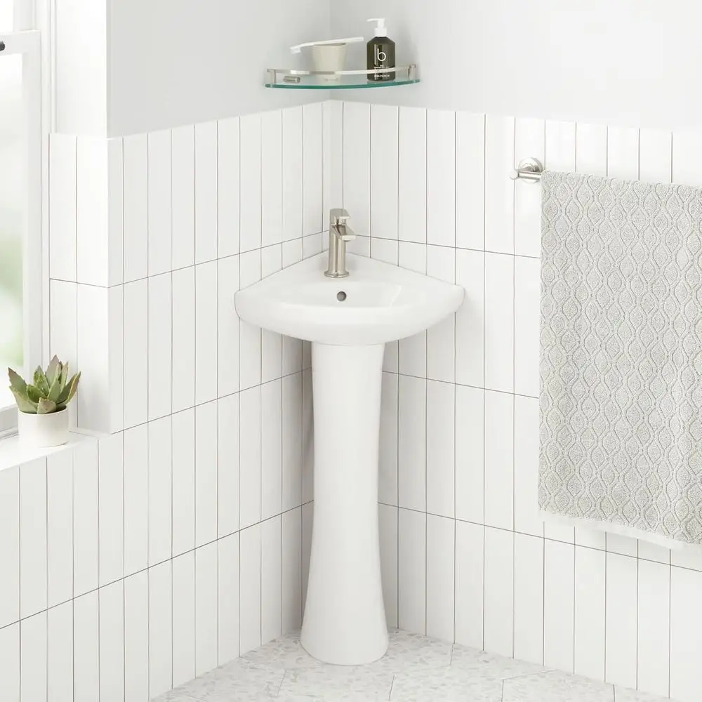 

484430 Point Roberts Vitreous China Pedestal Bathroom Sink with Single Faucet Hole