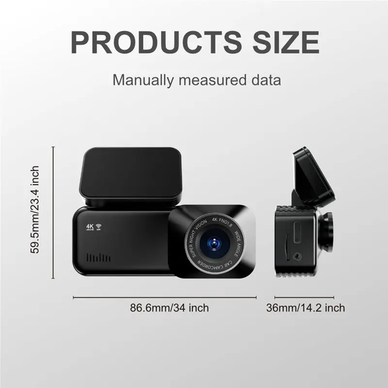 Promotion A215 Car Dash Cam 4K UHD 2160P Front Rear Camera 2 Camera DVR Recorder 170° Wide Angle Rear View Night Vision
