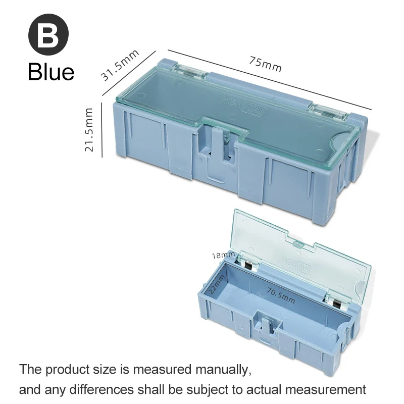 SMT SMD Container Box, Mini Electronic Components Parts Assortment Storage Case with Transparent Lid,  Tool Organizers