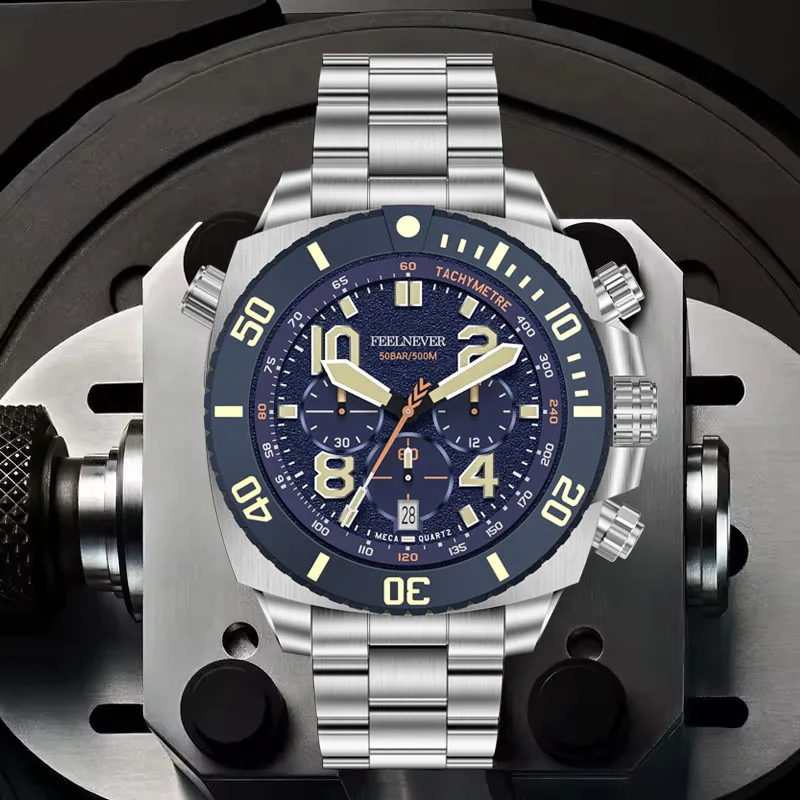 

FEELNEVER Business Watch Men Fashion Sapphire Automatic Watch For Men Luxury Stainless Steel Diver Men's Mechanical Wristwatches