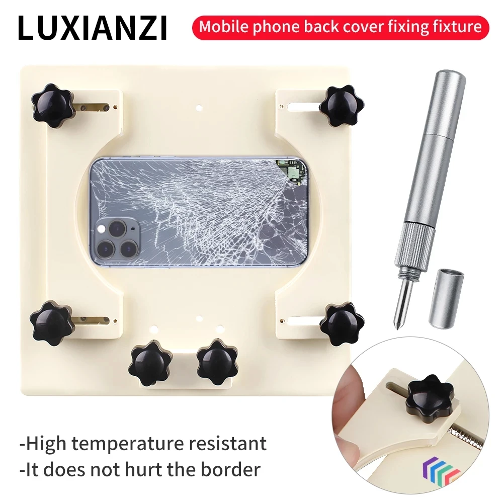 LUXIANZI Phone Back Cover Clamping Holder For IPhone 8 Plus X XR XS MAX 11 Pro 14 Screen Glass Disassembling Fixture Repair Tool