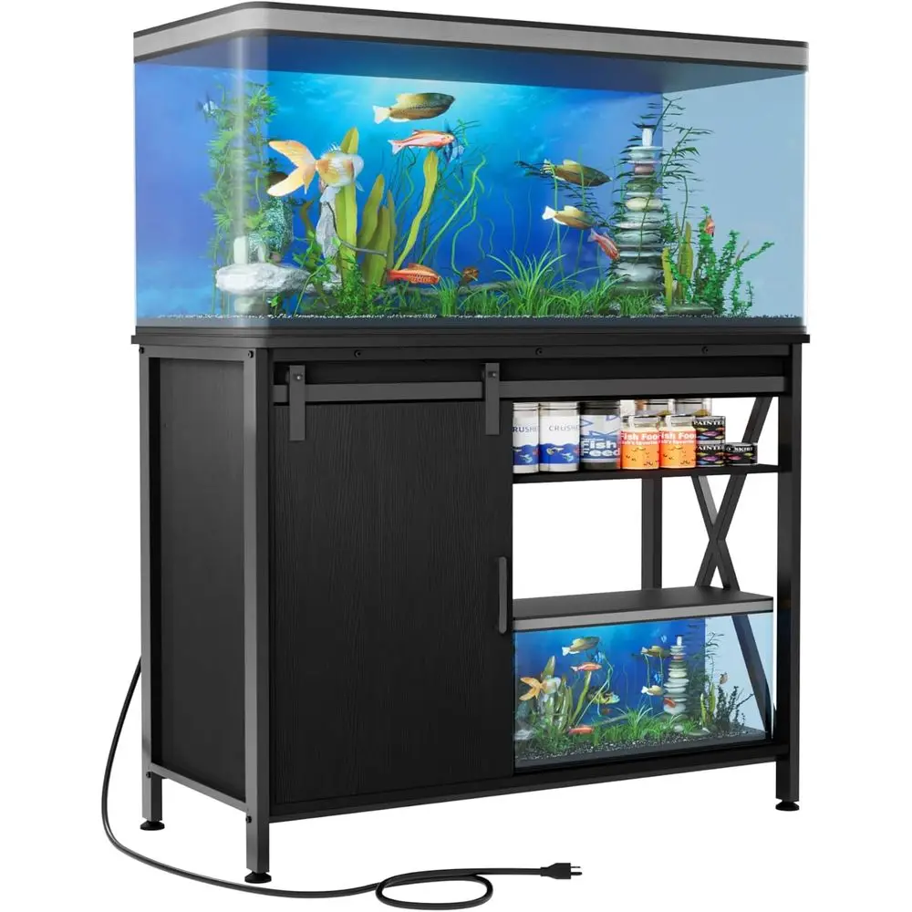 

Aquarium Stand or 40-75 Gallon ish Tank: Tank Stand Table with Power Outlet or Aquarium kit - Metal ish Stand Cabinet with Stora