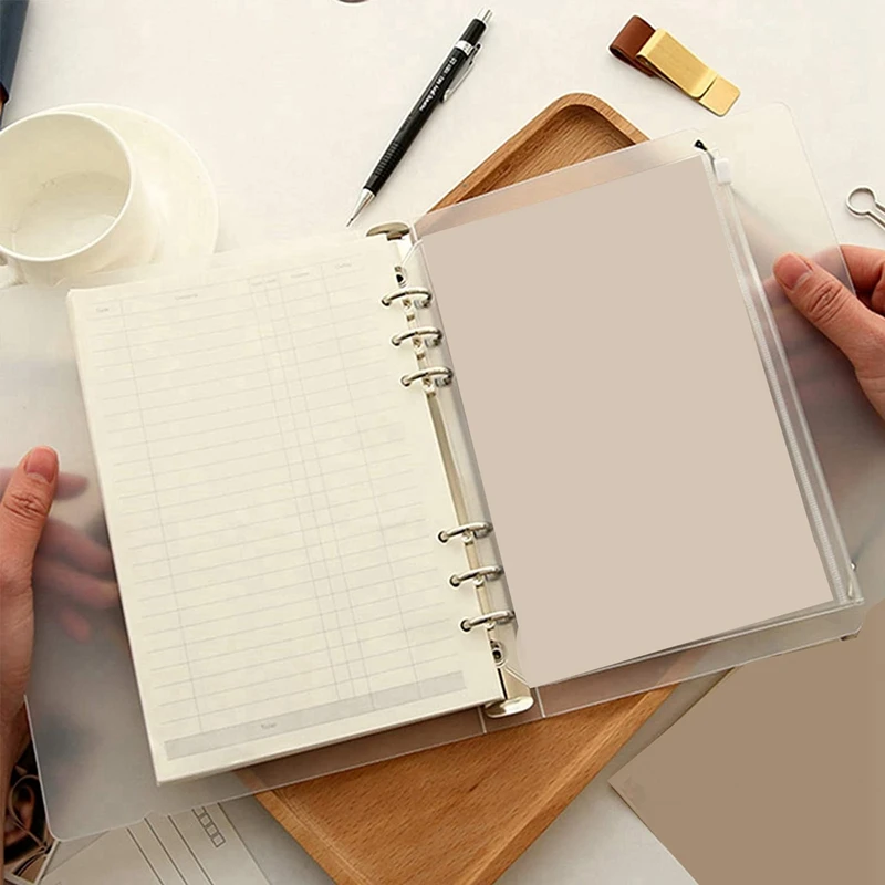 مقاوم للماء بولي كلوريد الفينيل الموثق جيوب ، النقدية الميزانية المغلفات ، سستة الحقائب ل A6 دفتر المجلدات ، 6 ثقوب ، 70 قطعة