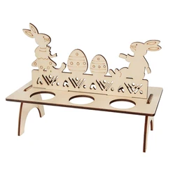 Wooden Easter Egg Holder Shelves DIY Crafts Ornament Kids Gift Happy Easter Party Egg Stand Tray 2025 Easter Decoration for Home