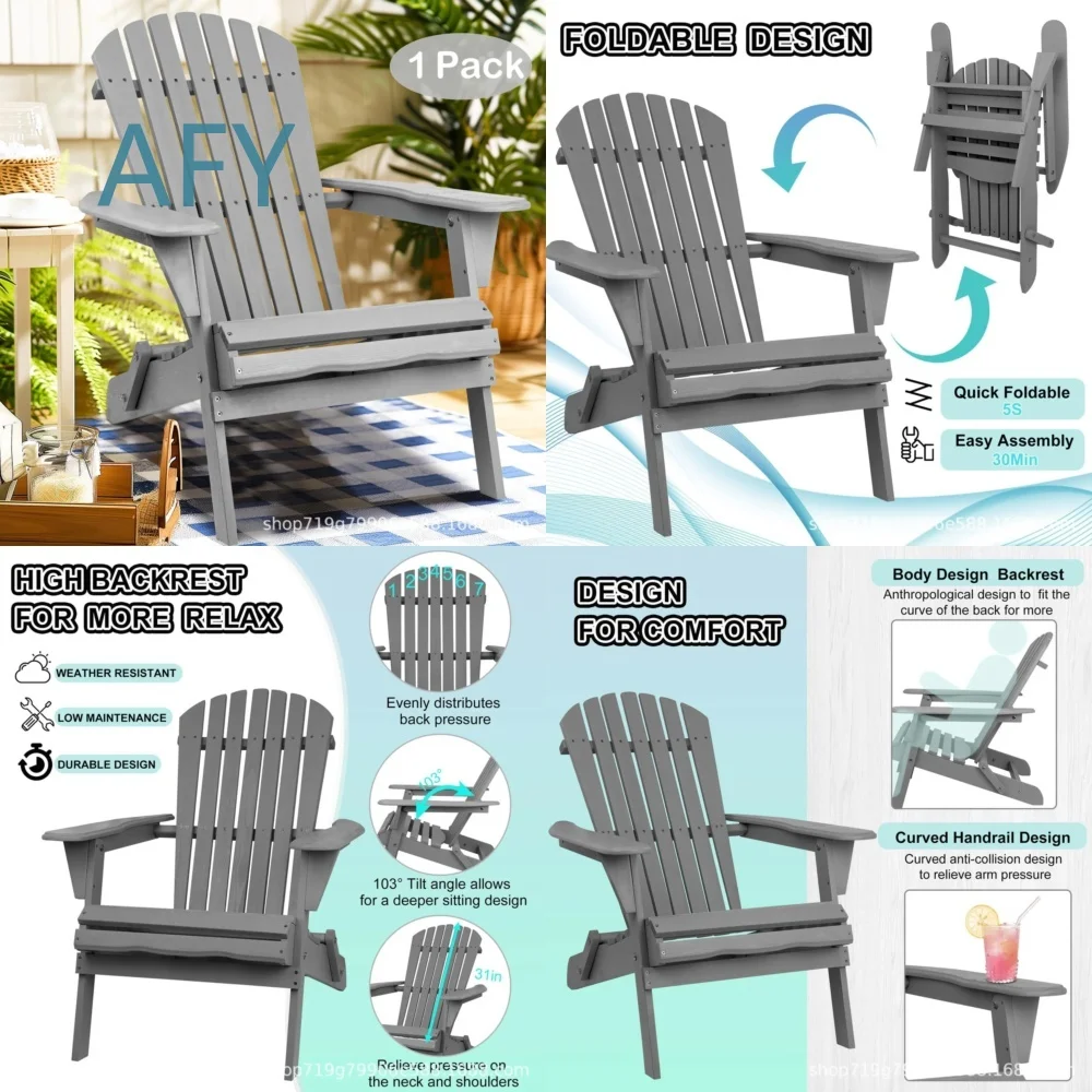 Outdoor Solid Wood Frog Chair for Adirondack Style Folding Beach Chair for Courtyard Homestay Armchair Garden Patio