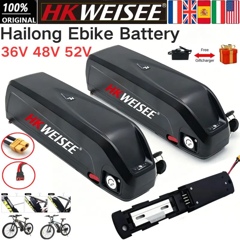 New For Hailong 36V 48V 52V 15Ah 20Ah Battery for Bafang BBS02 BBS03 BBSHD Motor Hailong Battery Powerful and long-lasting power