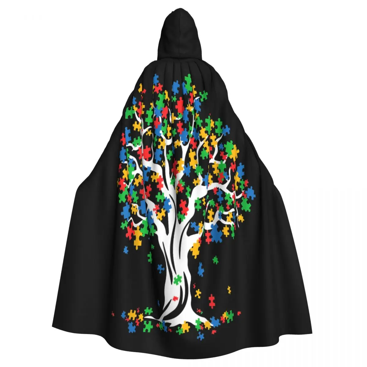 Tree Of Life Autisms Awareness Month Hooded Cloak Aldult Cape Unique Costume Party Accessory Halloween