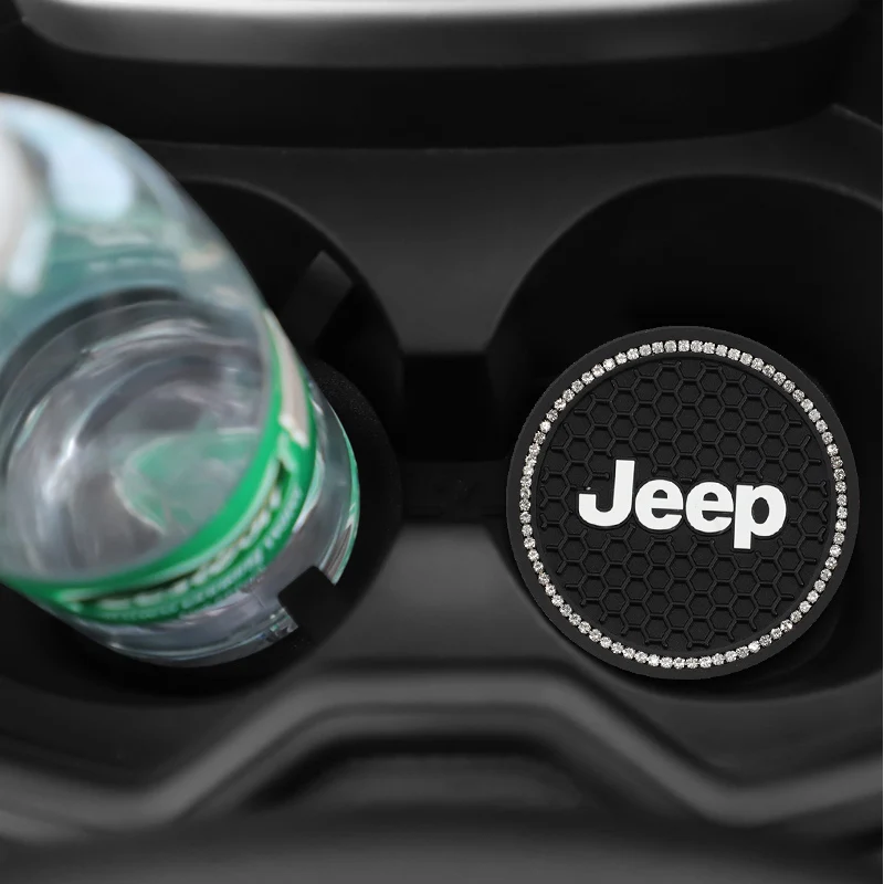 Jeep Multi Models Dedicated Cup Holder Coaster Mats 2Pcs Wear Resistant Anti-slip Interior Ornaments Wrangler JK Grand Cherokee - view 2