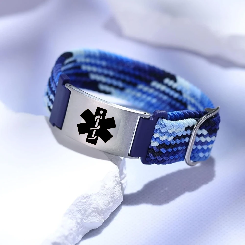 Personalized Sports Medical Alert Information Bracelet with Customizable QR Code ID and Adjustable Color Wristband