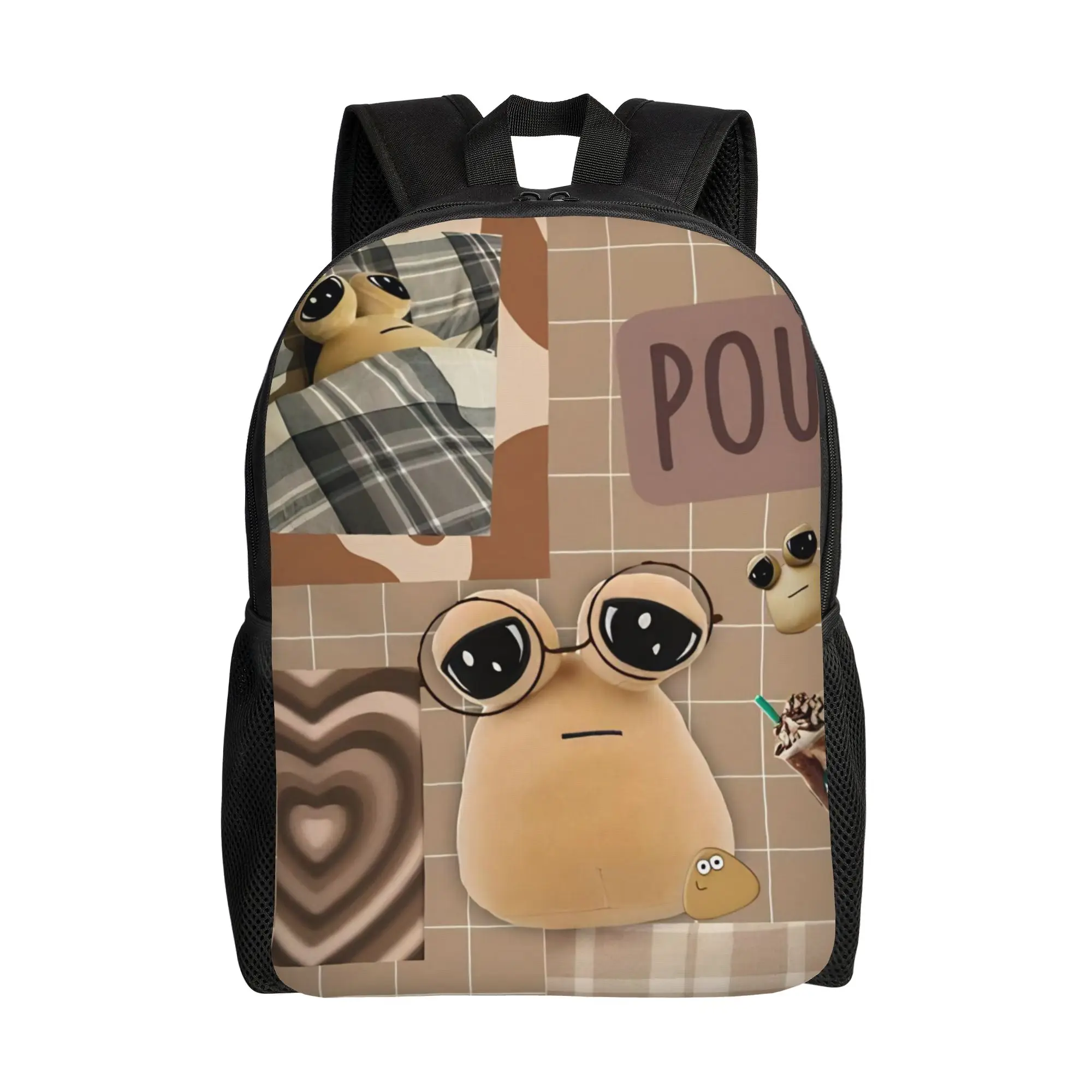 

My Pet Alien Pou Backpack for Men Women Fashion Student Work Daypack Game Cartoon College Canvas Bags Outdoor
