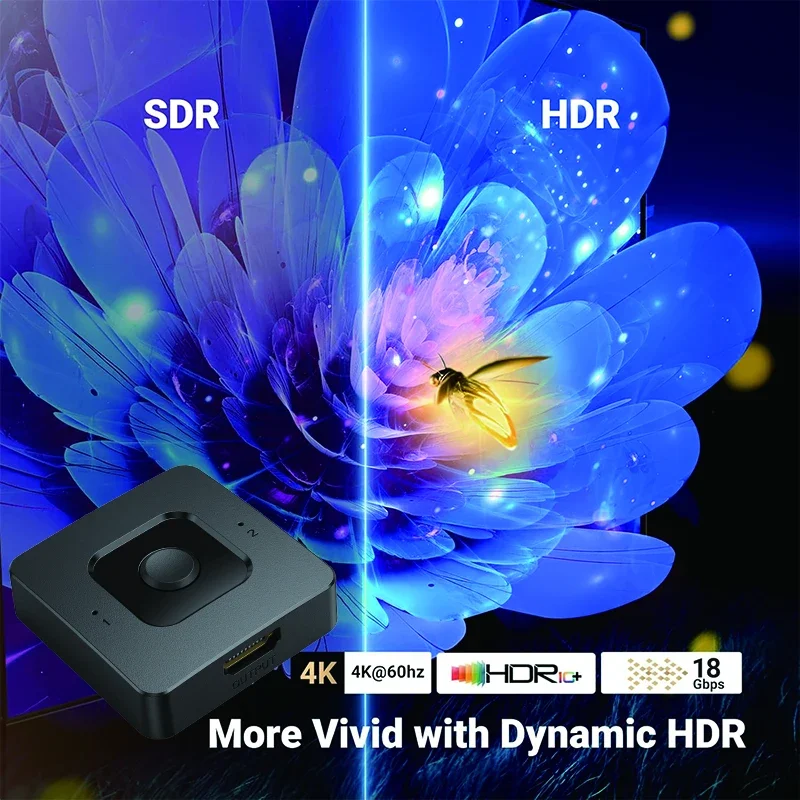 4K Switch KVM Bi-Direction 1x2/2x1 HDMI-compatible Switcher 2 In1 Out for PS4/3 TV Box Switcher Adapter
