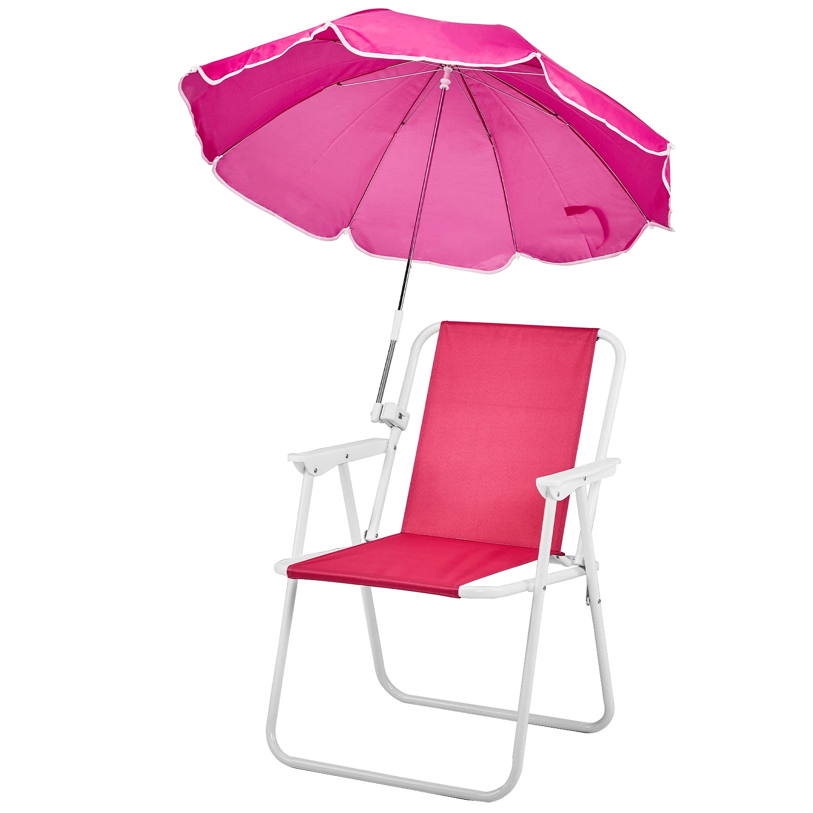 

Folding Beach Chair with Umbrella Lightweight 265LBS Capacity for Travel Picnic Concert Outdoor Pink