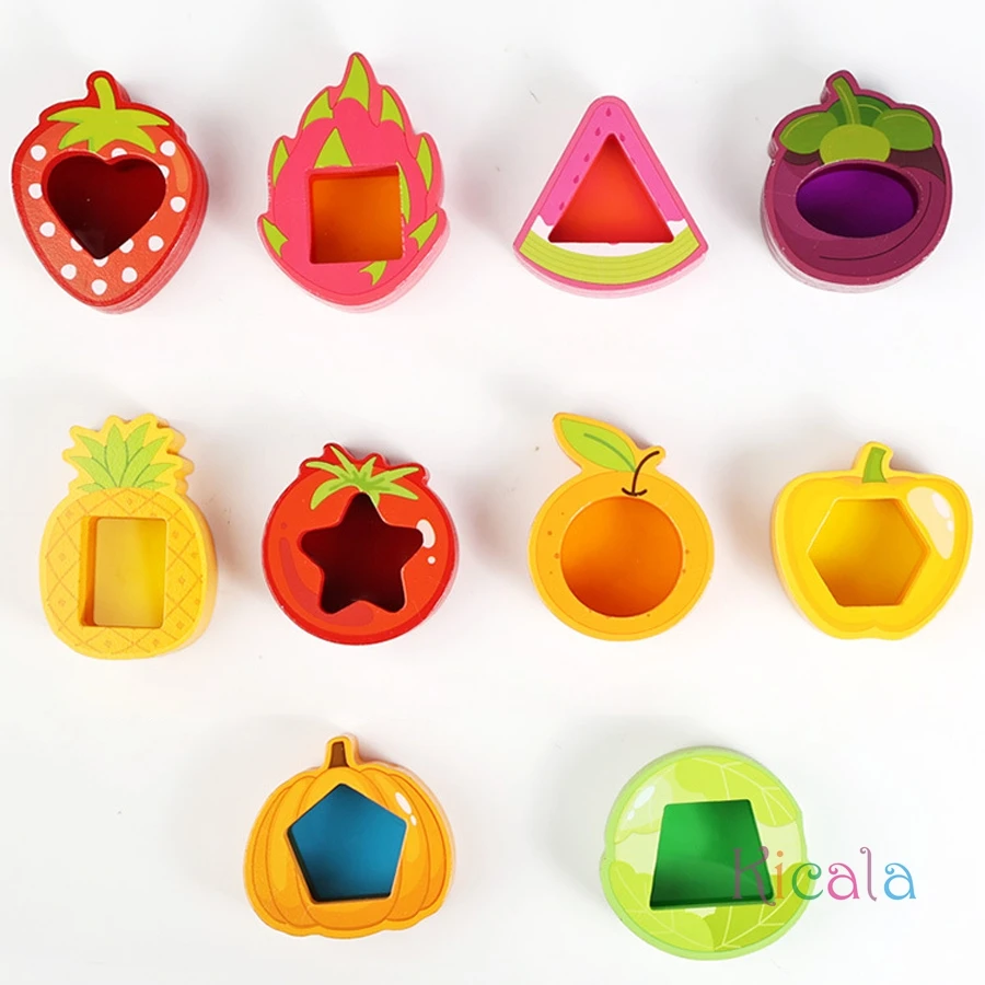 "Montessori jouets en bois pour enfants tri en bois jouets empilables pour bébés tout-petits forme éducative couleur fruits cadeaux pour enfants d'âge préscolaire