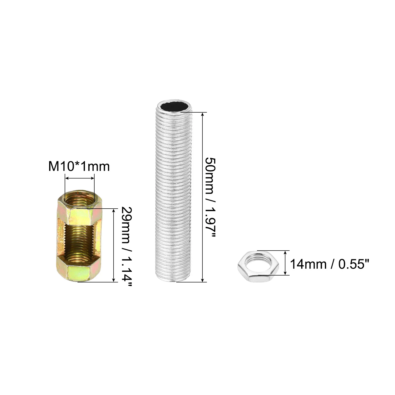 20/32/40Pc M10 Fine Thread Lamp Pipe Repair Parts Kit Metal Hex Open Coupling Nut Threaded Pipe Hex Nut for Lights Extension Rod