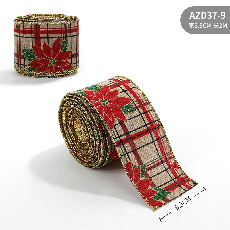 

3Roll Christmas Ribbon Wired Ribbon 2-1/2 inch Christmas Tree Ribbon for Topper Bow,Christmas Wreath and Swag,Tree Decoration