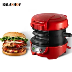 Mini máquina eléctrica para hacer sándwiches y hamburguesas, 110V, 220V, parrilla para pan, tostadora para hornear, sartén para tortitas, cocina casera, máquina para hacer desayuno