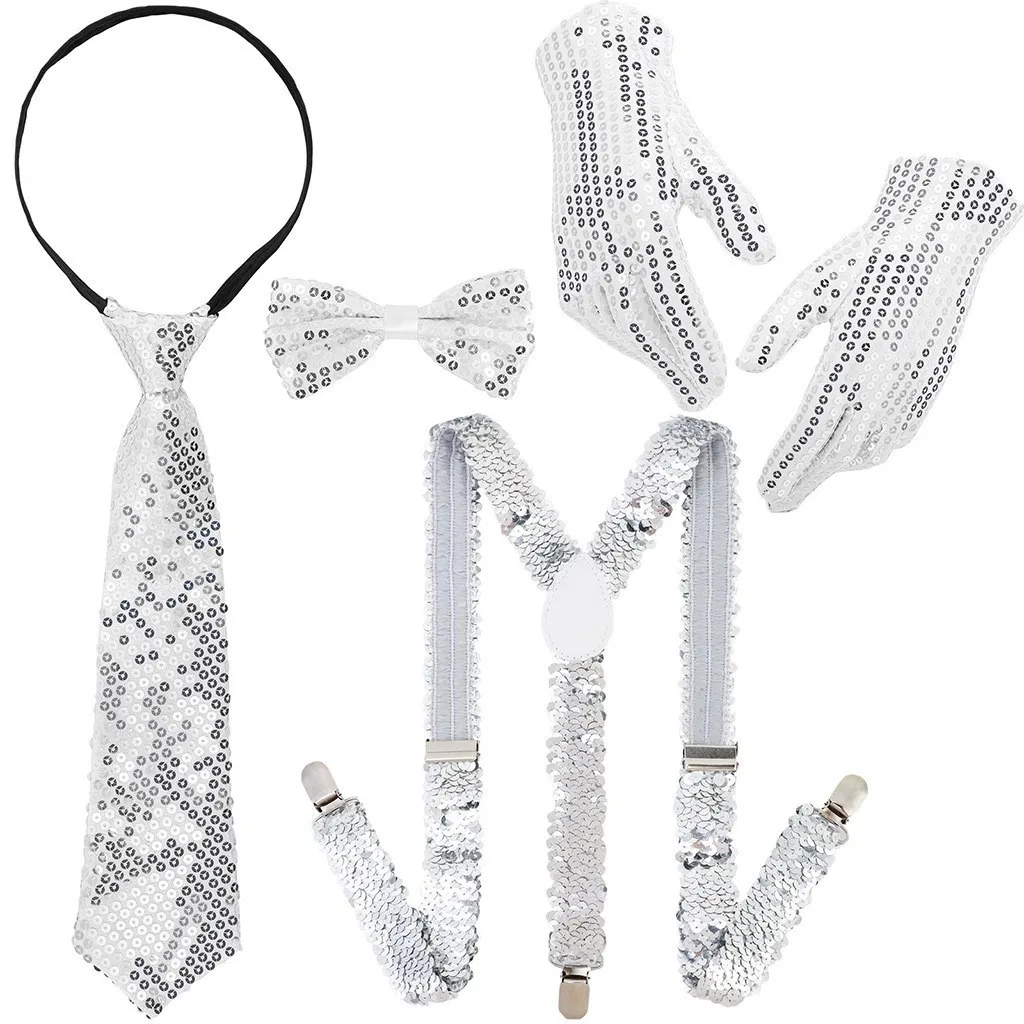 

1970s Sequin Suspender Tie Set DISCO Disco Party Stage Performance LP1152