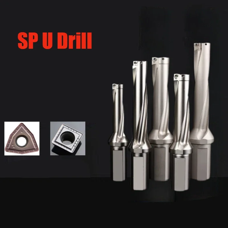 SP U Drill With Inserts SPMG 2D 3D 4D 5D SP Indexable Bits Violent Drilling Tool Lathes CNC Water Jet Flat Bottom C20-D13-SP05