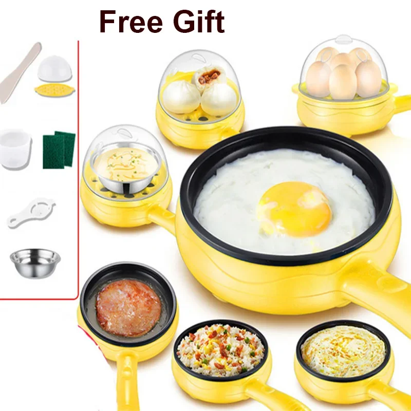 110V / 220V Multifunction Mini Electric Egg Omelette Cooker Eggs Boiler Food Steamer Pancake Fried Steak Non-stick Frying Pan