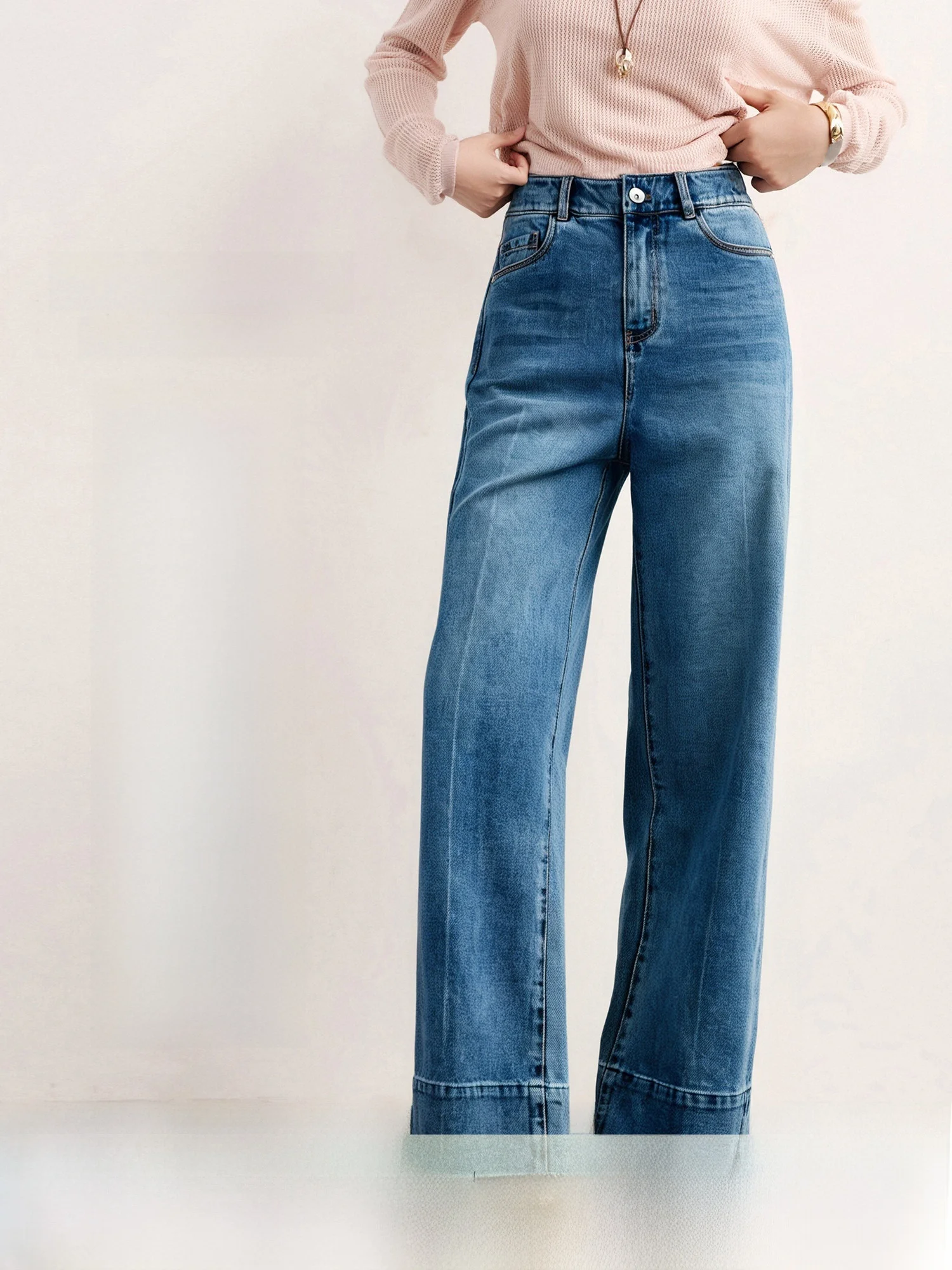 

Loose Women's Straight Leg Jeans All Seasons l Waist Cotton Trousers Comfortable Fit Casual Spring Faion Pumpkin Valley