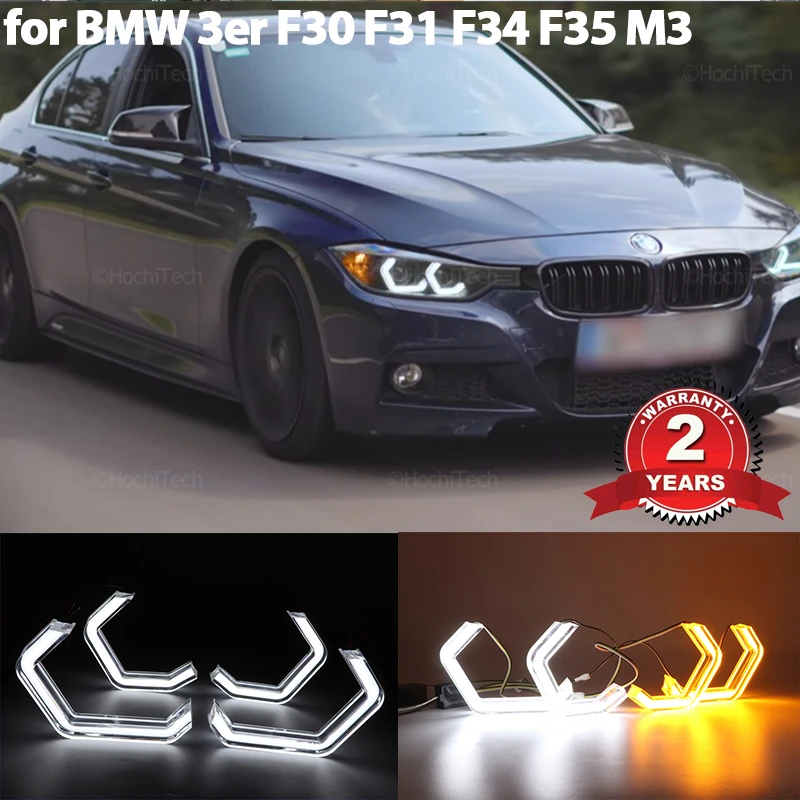 

Car Angel Eyes Rings Led Daytime Running Light for BMW 3 series F30 f31 F34 F35 M3 2011-2016 M4 style Turn Signal White Yellow