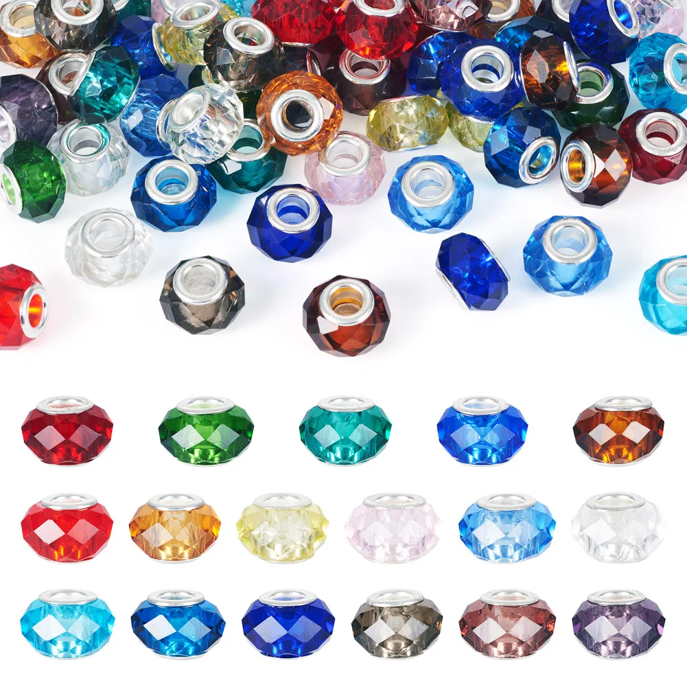 68 Uds. Cuentas de cristal de Murano coloridas europeas, abalorios de núcleos de latón con orificio grande para pulsera, brazalete, fabricación de joyería DIY, regalo para mujeres y niñas