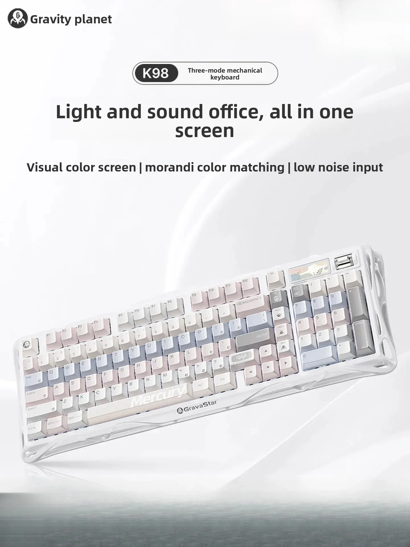 GravaStar K98 Misty Peach / Mysterious Night Mechanical Keyboard Tri Mode RGB Light 98‑key layout Hot‑Swap Gaming Keyboard Work
