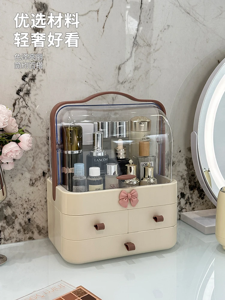 

Internet celebrity cosmetic storage box dormitory desktop dustproof household finishing box light luxury dressing table skin cct
