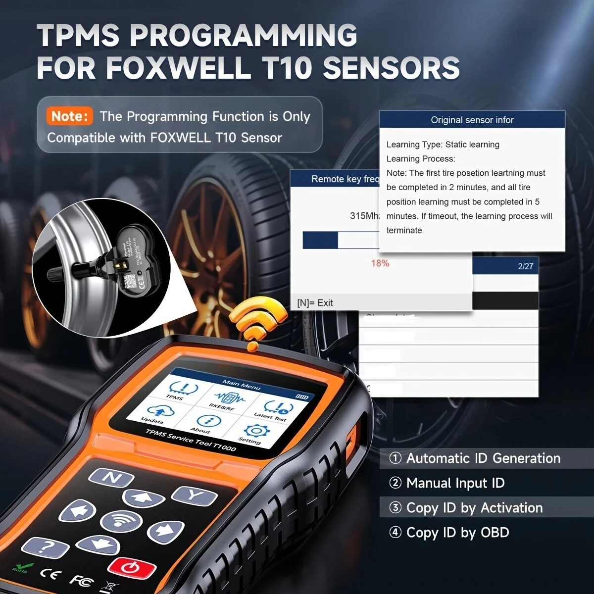 T66 Car TPMS Reset Tool, Accurate Activate Program Tire Sensor, Keychain Test, No Battery, Efficient For Mechanics,Gift For Car