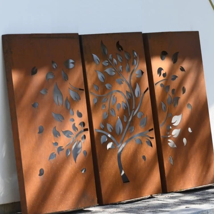 Freestanding Movable Corten Steel Partition Room Divider With Custom Design