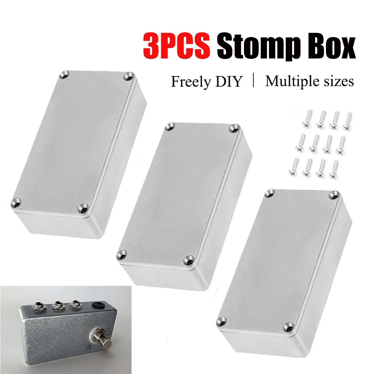 3PCS Aluminum Stomp Box Enclosure for DIY Guitar Effects Pedal - 12 Sizes (1590A/B/BB/C/D/DD/G/LB/XX/BB2/125B/1032L)
