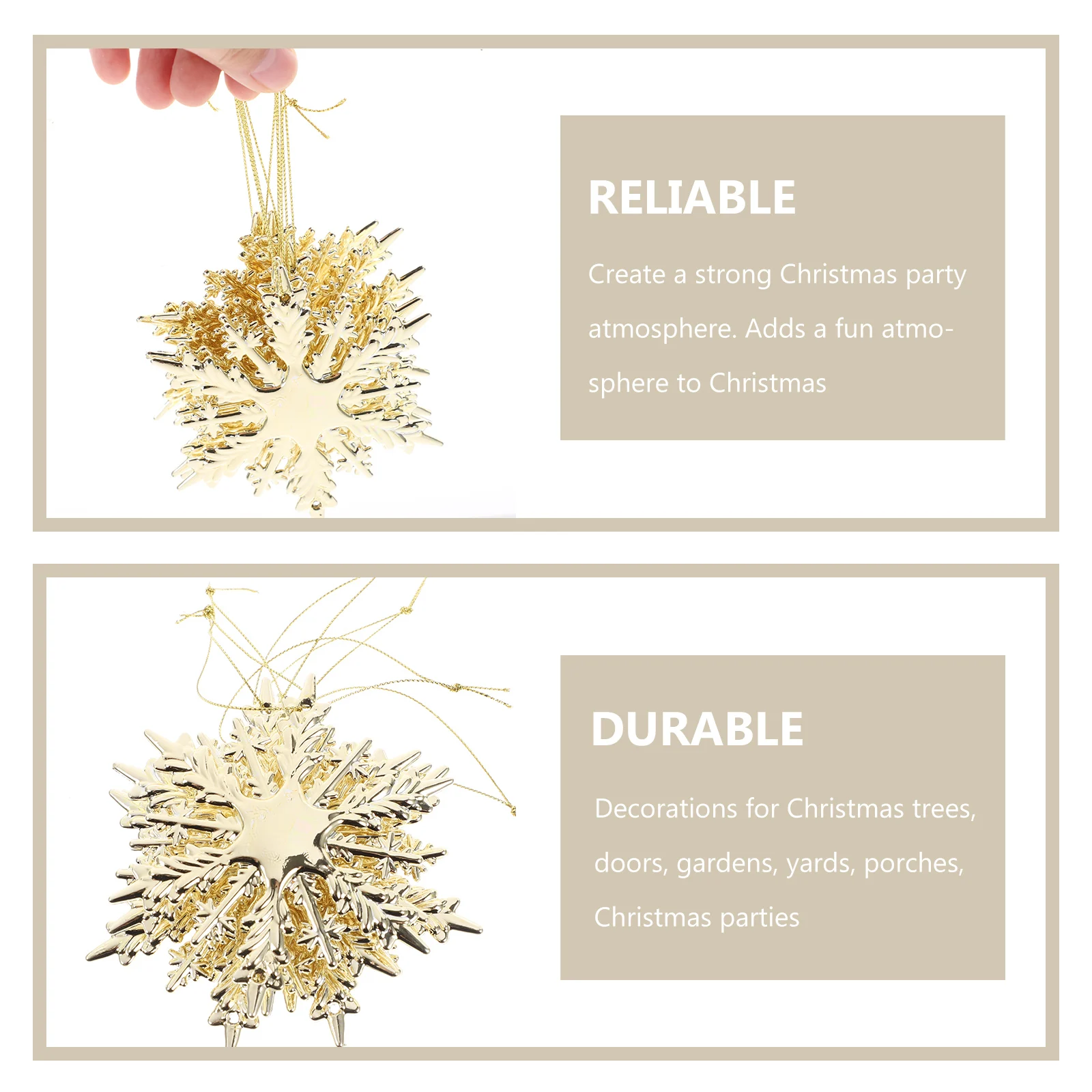 

6Pcs Solid Snowflake Hanging Decorations Christmas Tree Ornament Xmas Tree Decor Holiday Party Decor