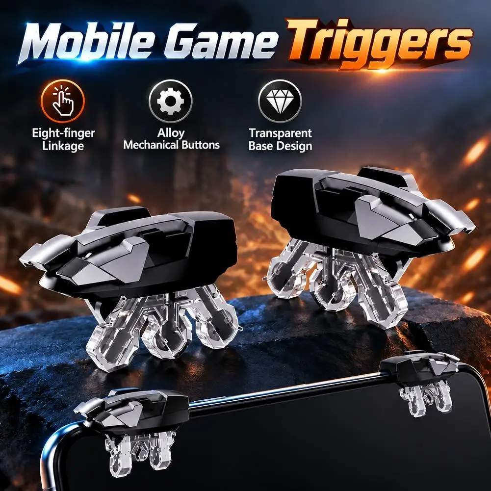 G78 Mobile Game Trigger For PUBG Phone Gamepad Controller 8 Fingers Aim L1 R1 Alloy Buttons For iPhone Android Mute Key
