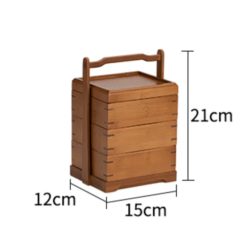 Retro Bamboo Storage Basket Traditional Chinese Fruit Tea Food Container Portable Tea Set Box Cultural Ceremony Accessories