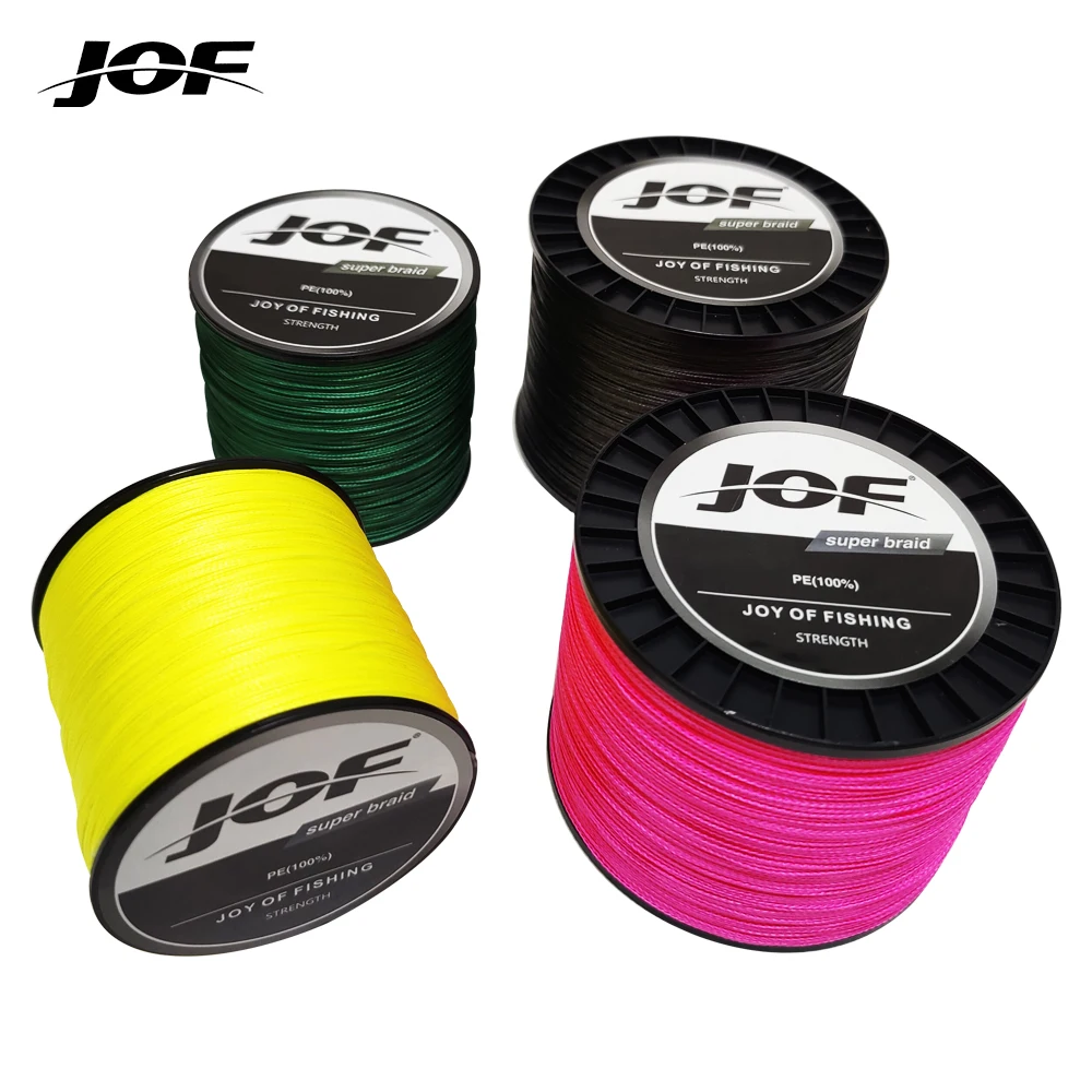 JOF 1 Roll Of PE Solid Color Fishing Line 300M 500M 1000M  4 Strands Wear-resistant Fishing Line 8LB-80LB