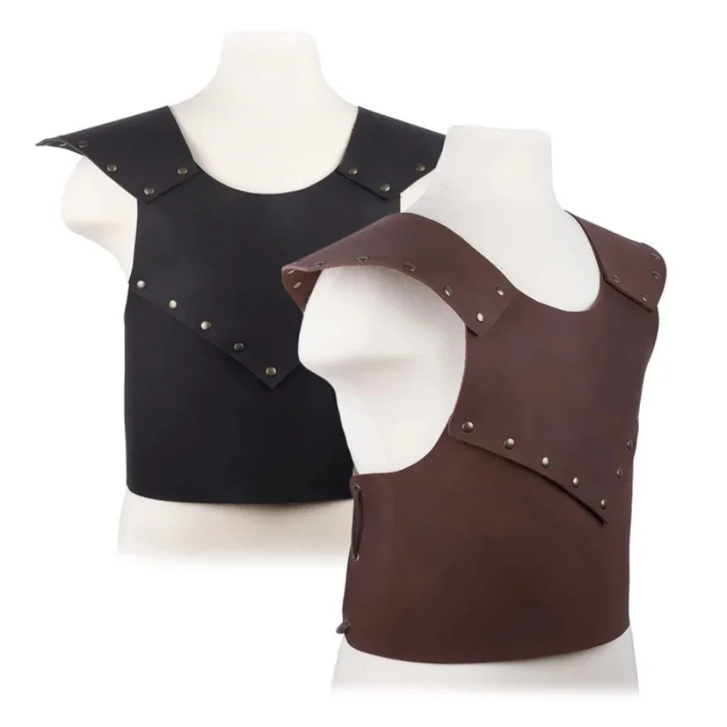 

Medieval Retro Steampunk Viking Warrior Knight Gladiator Brown Breastplate PU Leather Vest Costume Cosplay Costume Accessories