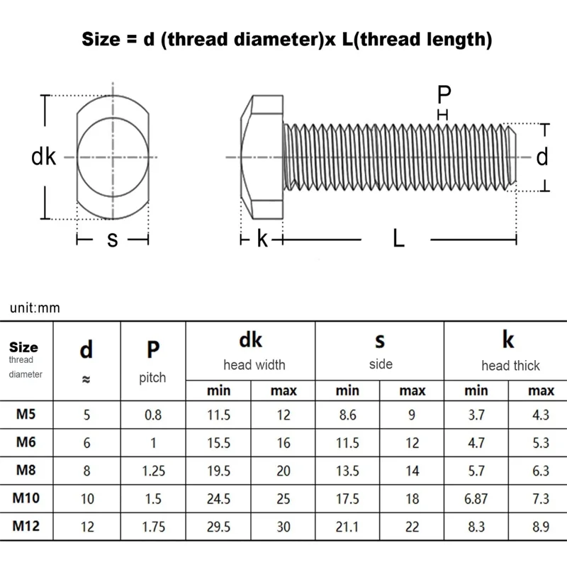1/10Pc M5 M6 M8 M10 M12 304 A2 Stainless Steel T Shape Type Hammer Head Screw Groove Bolt for T-Slot Chute Rail Miter Track GB37