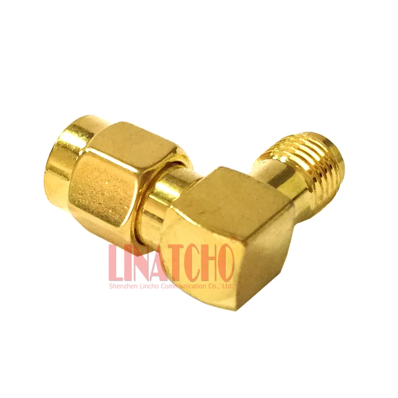 10 PCS Sales Gloden Brass SMA Male to SMA Female 90 Degree SMA Right Angle Adapter Connector