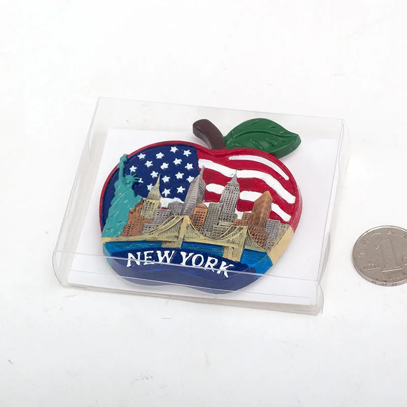 Cross-border exports to new york, USA, tourist souvenirs, gifts, architectural landscapes, stereo magnetic stickers, resin refri