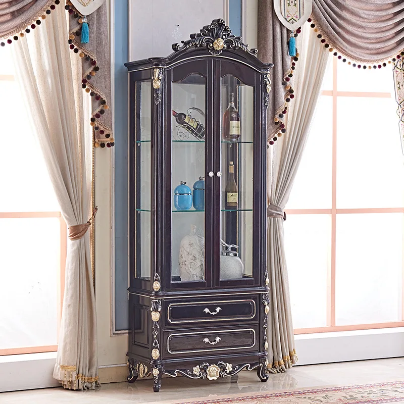 

American wine cabinet luxury living room solid wood furniture ebony neoclassical foyer cabinet European single and double door s
