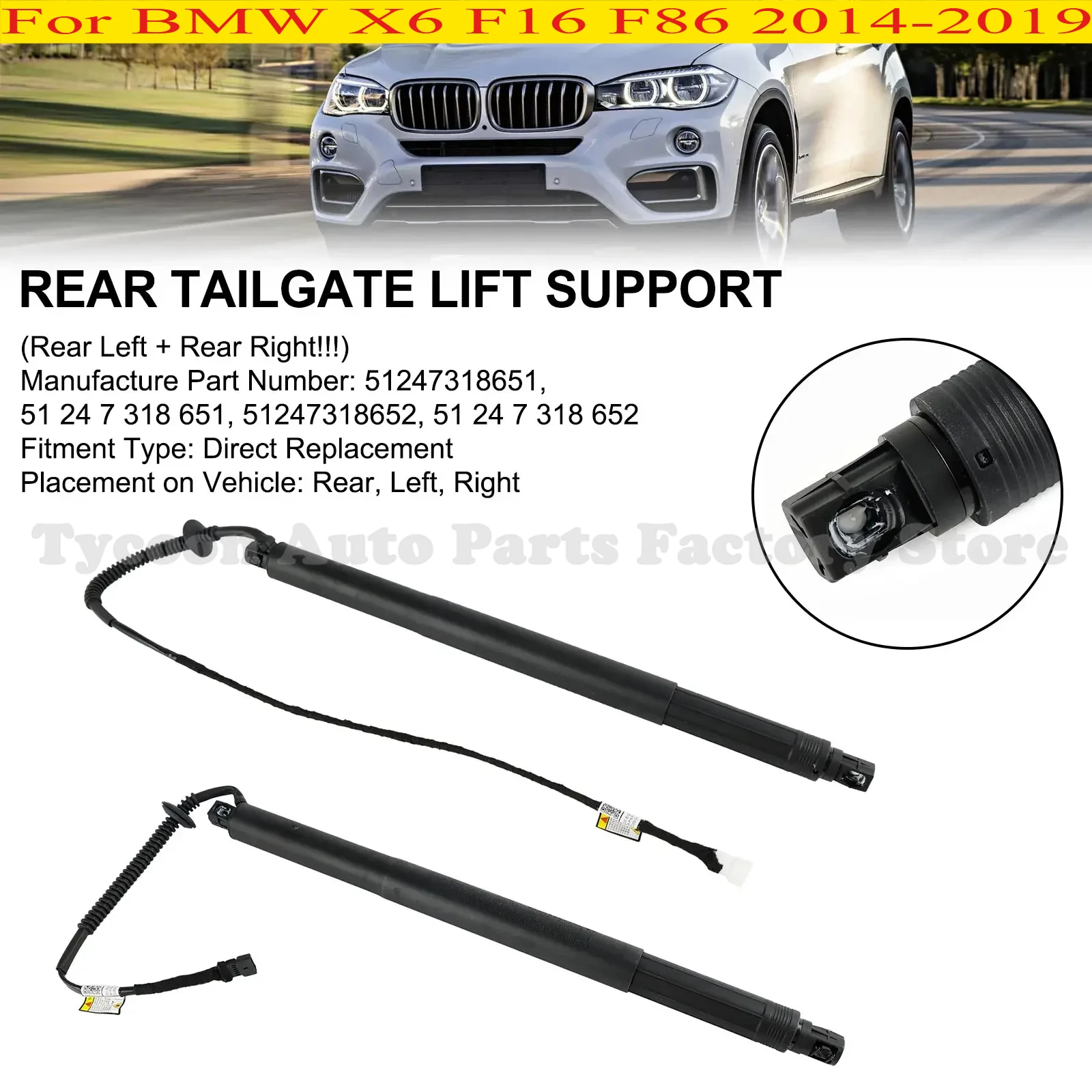 Hot Sale Tailgate Power Lift Support 51247318651 Fit For BMW X6 F16 F86 2014-2019