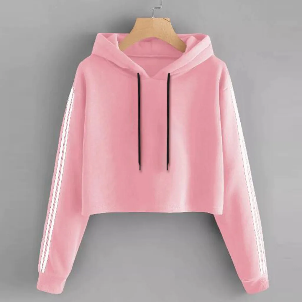 Fashion Sweatshirt Women Crop Top Sweatshirt Hoodie Solid Lace Up Drawstring Long Sleeve Sweatershirt Female Hoodie Tops